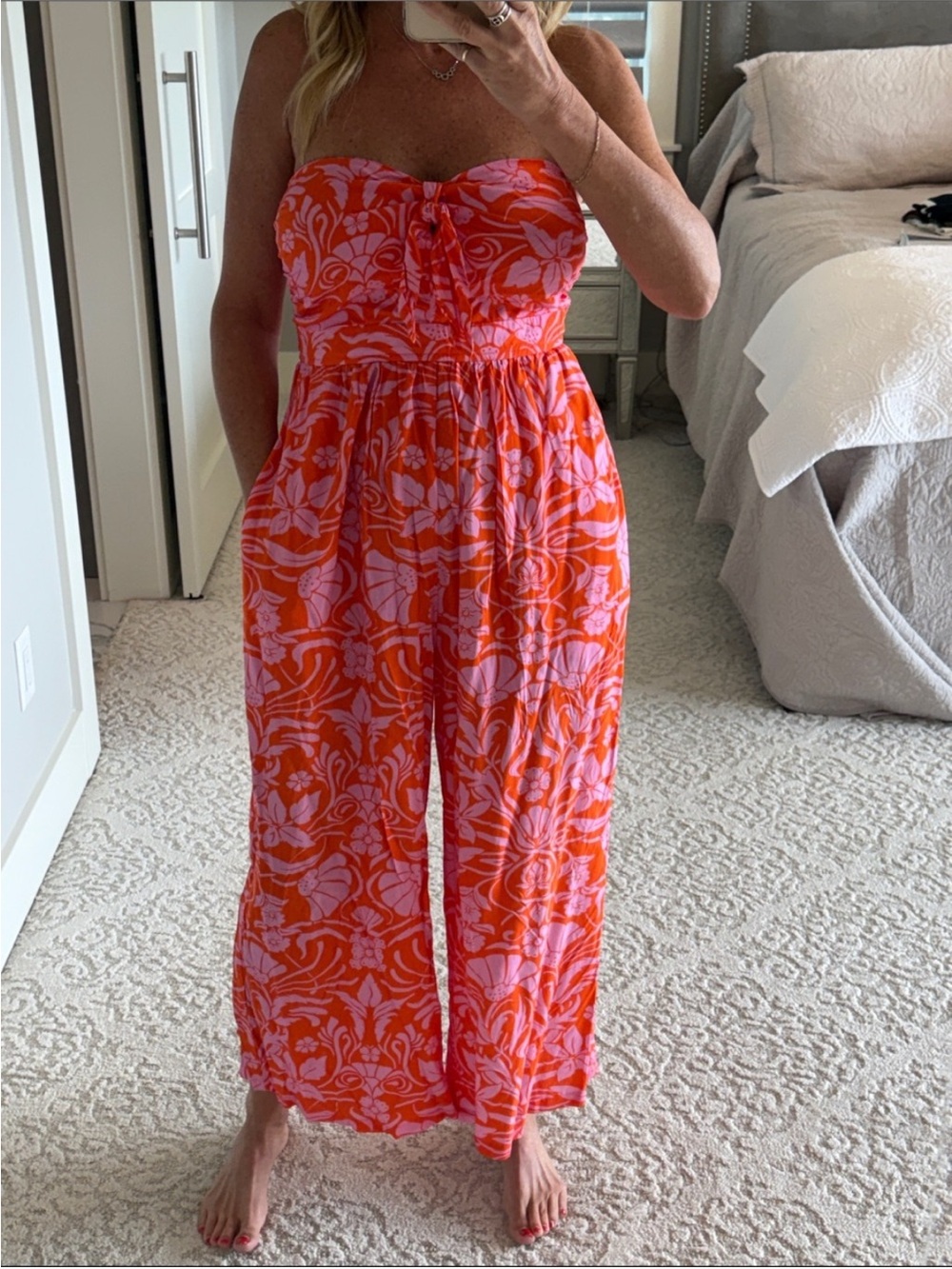 Strapless Floral Wide-Leg Jumpsuit